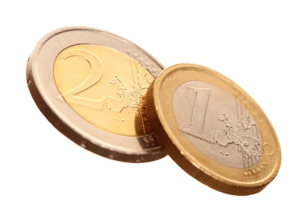 European currency euro coins money on white — Stock Photo, Image