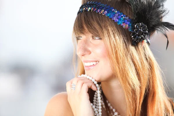 Flapper girl .Vintage woman in 1920s style — Stock Photo, Image