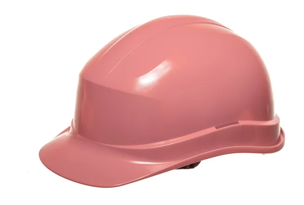 Casco de seguridad rojo del constructor trabajador de la construcción aislado en blanco — Foto de Stock