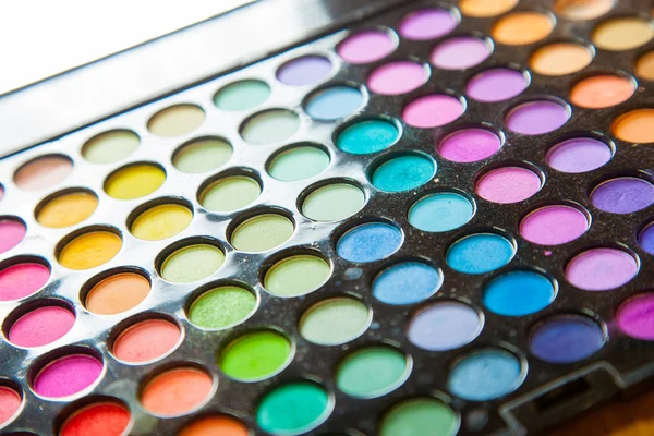 Palette professional colorful eye shadows. Makeup set background. — Stock Photo, Image