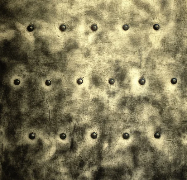 Grunge gray metal plate with rivets screws background texture — Stock Photo, Image