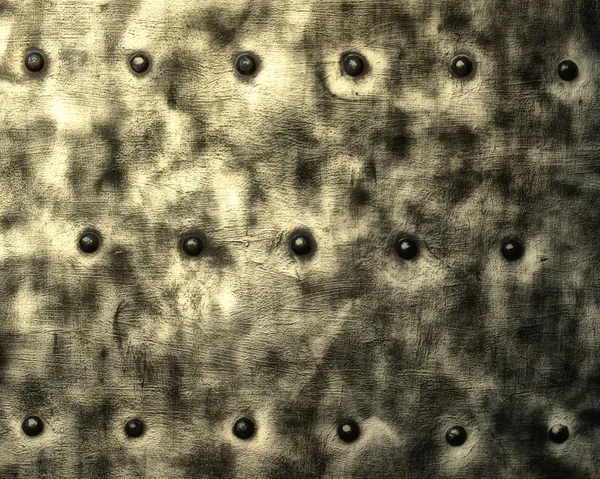 Grunge gray metal plate with rivets screws background texture — Stock Photo, Image