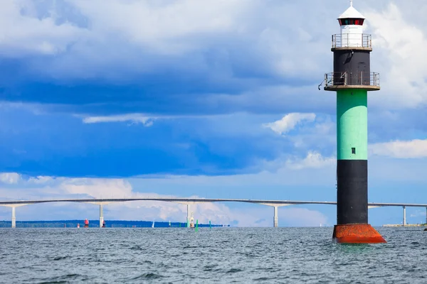 Buoy. Oresundsbron. Oresund bridge link Denmark Sweden Baltic Sea. — Stock Photo, Image