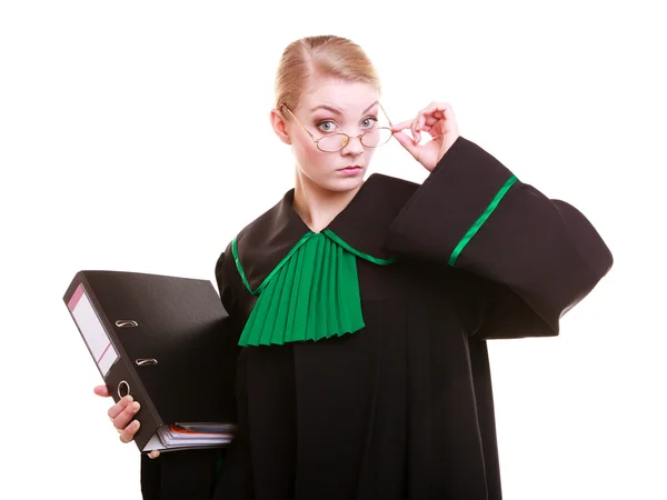 Jeune avocate avocat portant classique poli robe verte noire — Photo