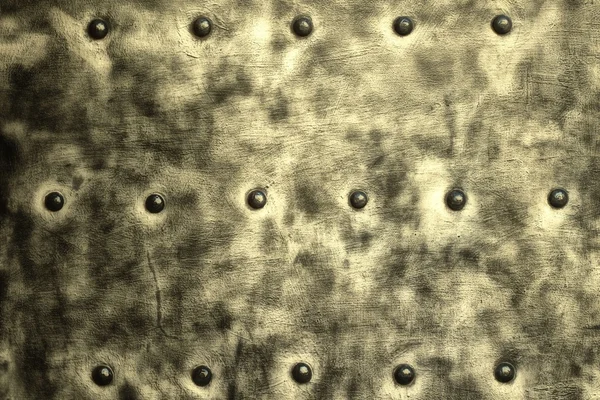 Grunge gray metal plate with rivets screws background texture — Stock Photo, Image