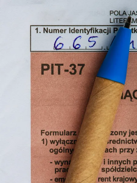 2013 yılı için Polonya bireysel vergi formu PIT-37 doldurma — Stok fotoğraf