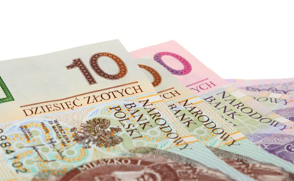 Οικονομικών χρήματα Πολωνικά τραπεζογραμματίων σε λευκό — Φωτογραφία Αρχείου