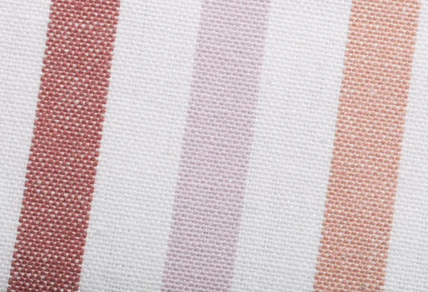 Primer plano del textil a rayas blanco violeta rosado como fondo o textura — Foto de Stock