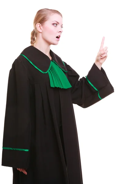 Anwältin im klassischen Polierkleid wedelt mit dem Finger — Stockfoto