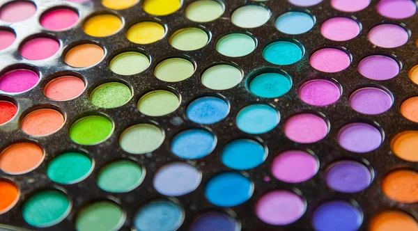 Palette professional colorful eye shadows. Makeup set background. — Stock Photo, Image