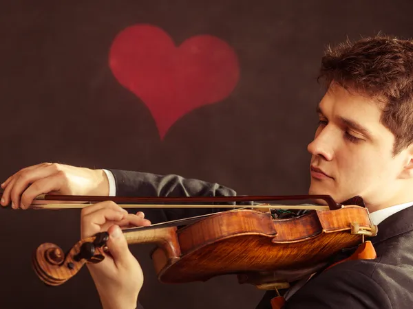 Man violinist playing violin. Classical music art — Stock Photo, Image