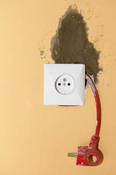 Electric socket in construction site — Stock Photo, Image