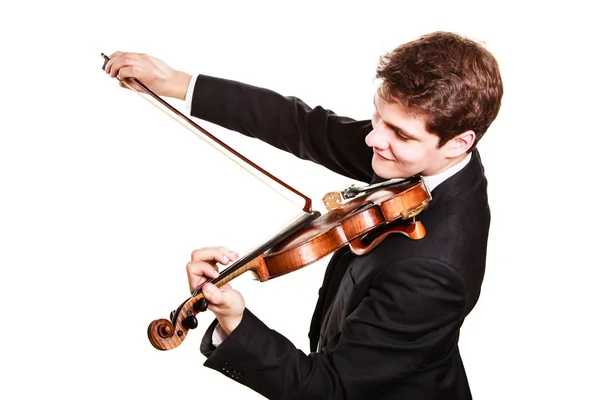 Man violinist playing violin. Classical music art — Stock Photo, Image