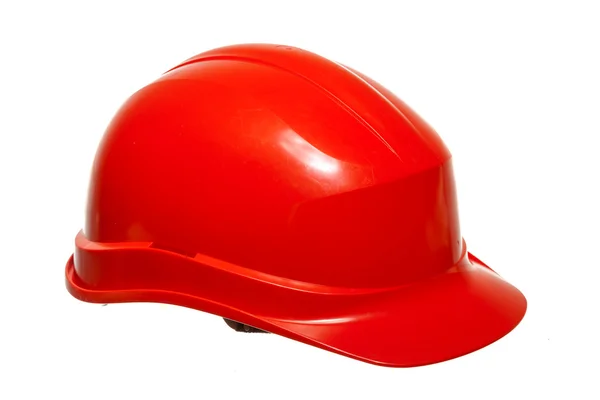 Casque de sécurité rouge du constructeur travailleur du bâtiment isolé sur blanc — Photo