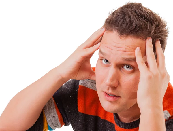 Portrait of a man thinking about something thoughtful expression — Stock Photo, Image