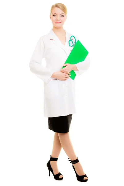 Woman doctor in lab coat with stethoscope. Medical — Stock Photo, Image