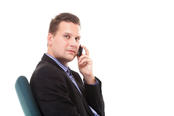 Businessman talking on mobile phone isolated — Stock Photo, Image