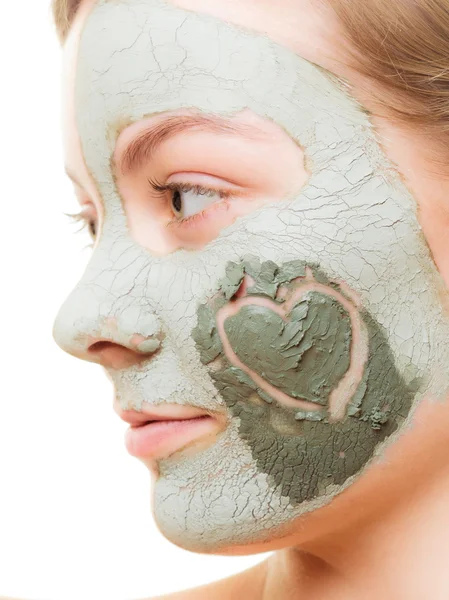 Woman in clay mud mask on face. — Stock Photo, Image