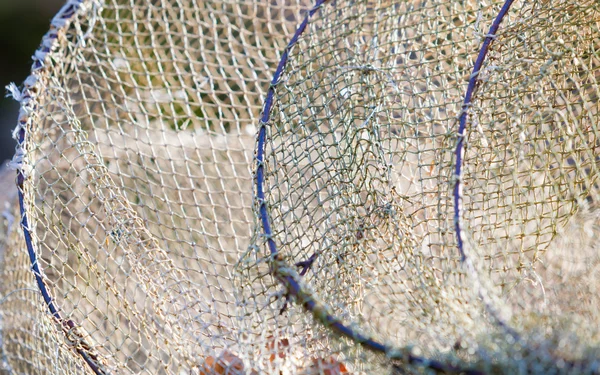 Closeup of white fishnet net outdoor — Stock Photo, Image