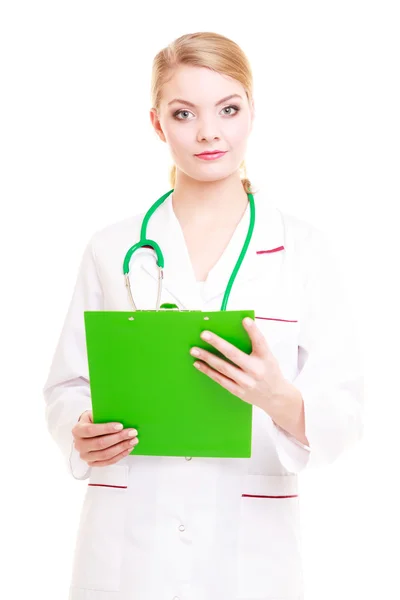 Medico donna in camice da laboratorio con stetoscopio. Medico — Foto Stock