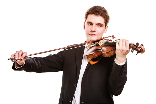 Man violinist playing violin. Classical music art — Stock Photo, Image