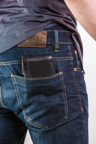 Careless man with wallet on back pocket. Theft. — Stock Photo, Image