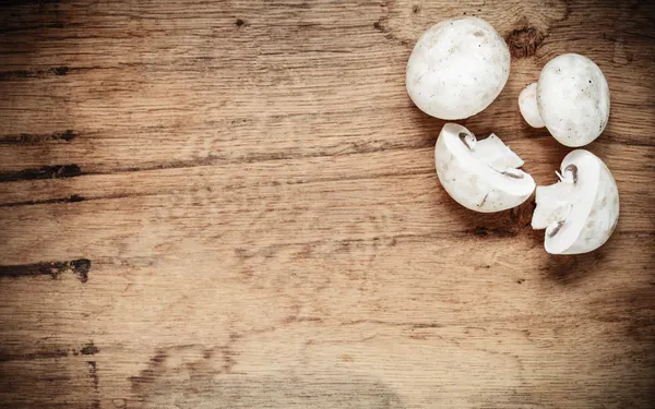 Food. Fresh white mushrooms champigonons — Stock Photo, Image