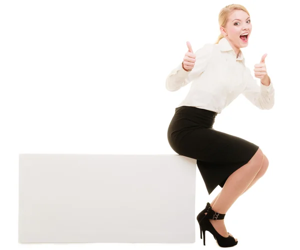 Businesswoman sitting blank copy space banner — Stock Photo, Image
