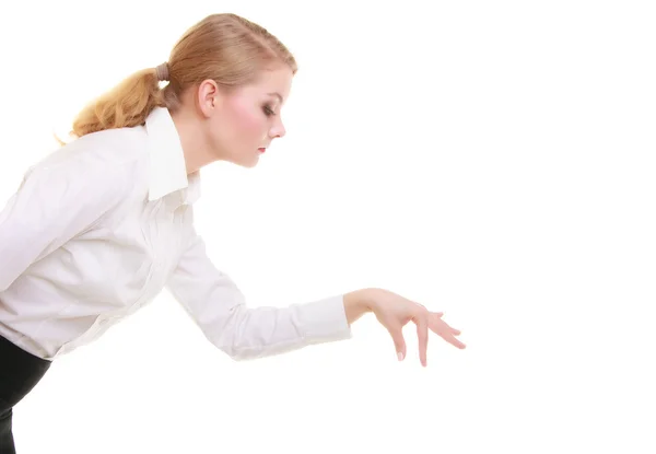 Mujer de negocios eligiendo recoger — Foto de Stock