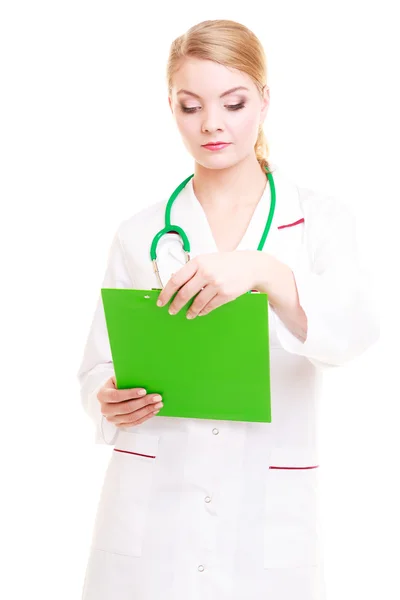 Woman doctor in lab coat with stethoscope. — Stock Photo, Image