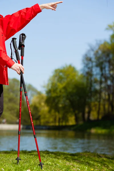 Rode stokken op gras in park — Stockfoto