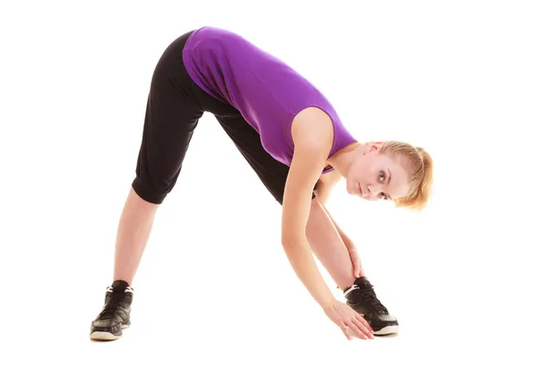 Flexible fitness girl doing stretching exercise — Stock Photo, Image