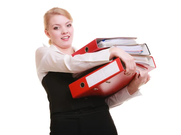 Affärskvinna redovisade stack av dokument — Stockfoto