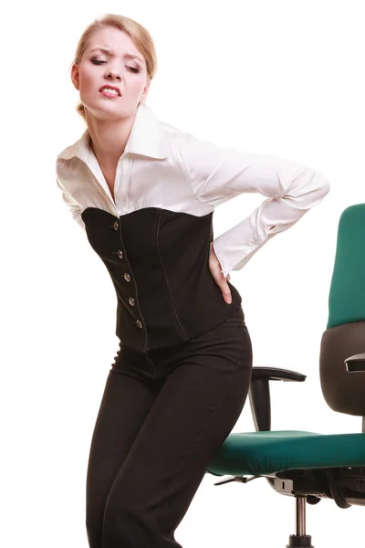 Businesswoman with backache back pain — Stock Photo, Image