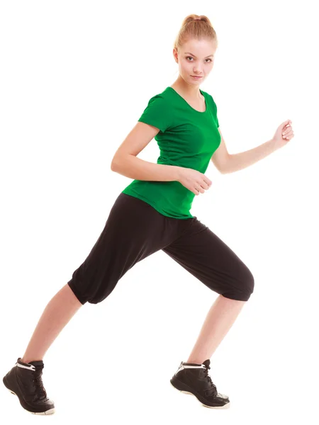 Ευέλικτη γυμναστήριο κορίτσι κάνει άσκηση stretching — Φωτογραφία Αρχείου