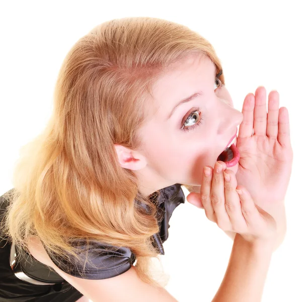 Loira buisnesswoman gritando — Fotografia de Stock
