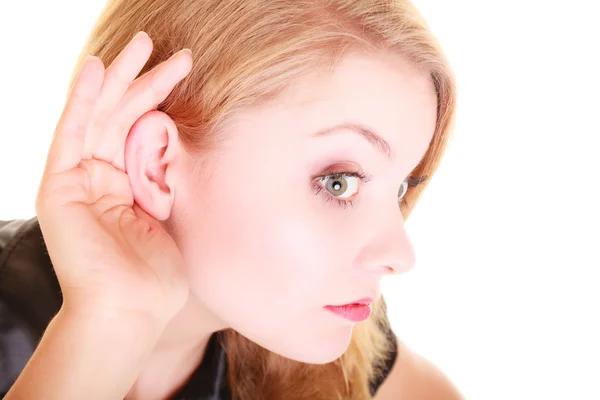 Blonde buisnesswoman listening — Stock Photo, Image