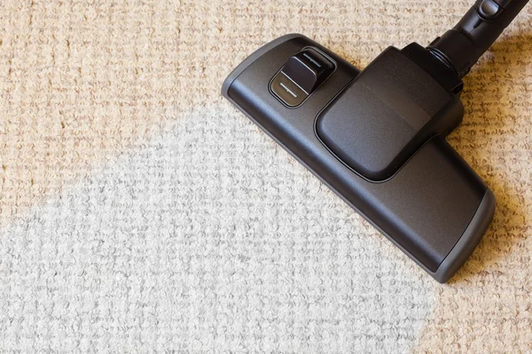 Cleaning with vacuum cleaner dirty, dusty floor — Stock Photo, Image