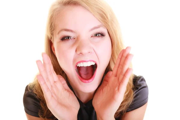 Mulher de negócios loira gritando — Fotografia de Stock