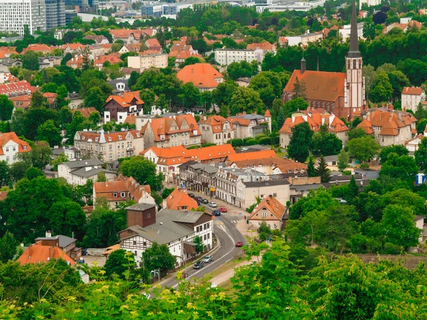 Vue aérienne depuis la tour des bâtiments du quartier gdansk — Photo