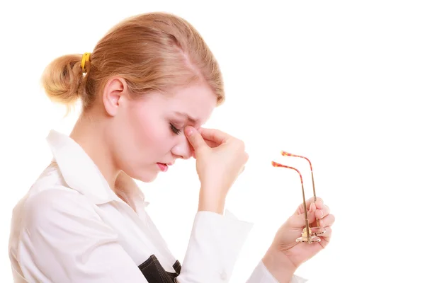 Woman suffering from head pain — Stock Photo, Image