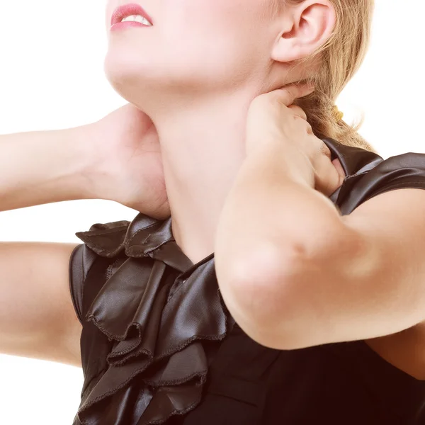 Closeup of woman suffering from back pain — Stock Photo, Image