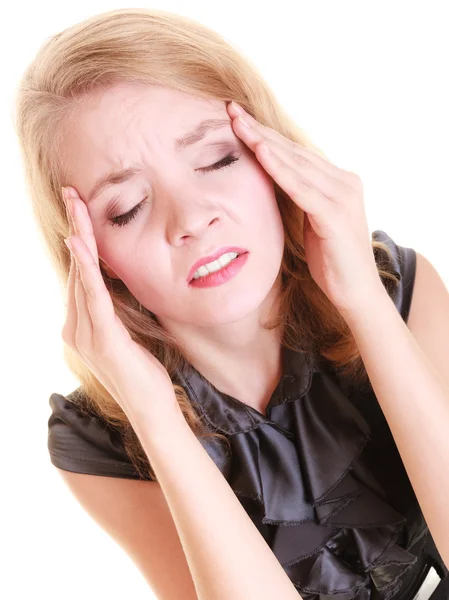 Vrouw hoofd pijn lijden — Stockfoto