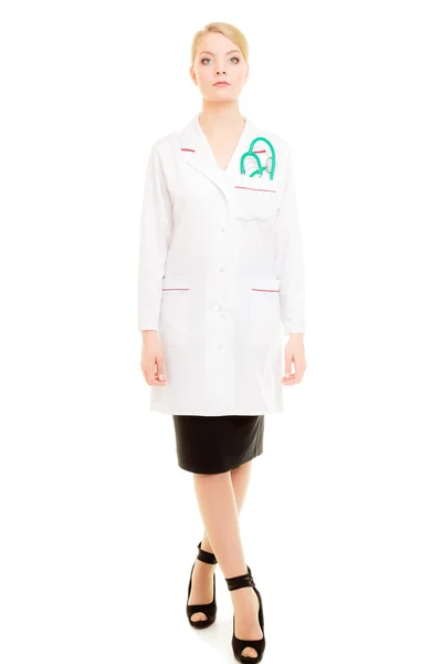 Woman doctor in lab coat with stethoscope. — Stock Photo, Image