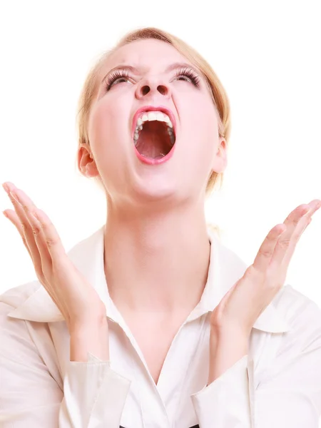 Angry businesswoman furious woman screaming — Stock Photo, Image