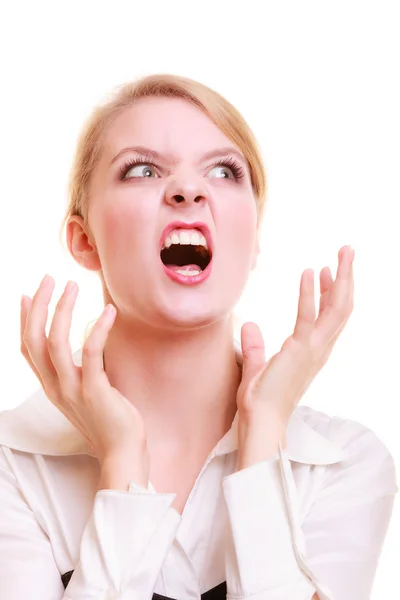 Angry businesswoman furious woman screaming — Stock Photo, Image