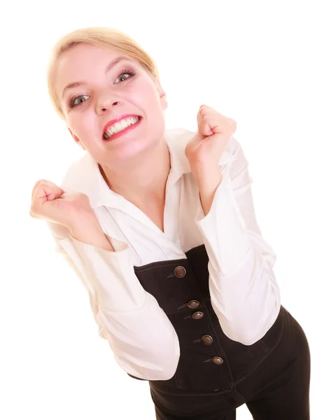 Empresaria celebrando promoción — Foto de Stock