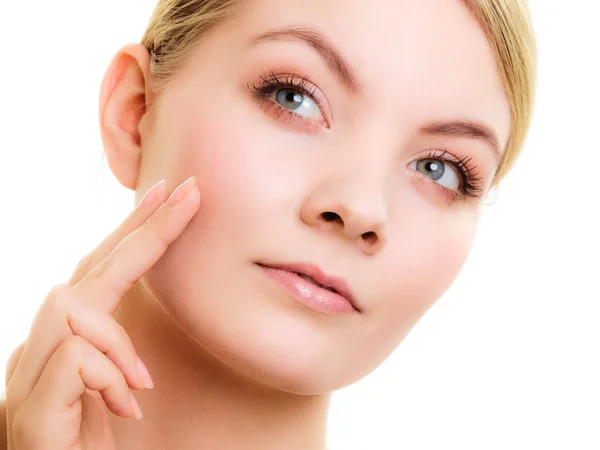 Portrait pensive girl with natural makeup — Stock Photo, Image