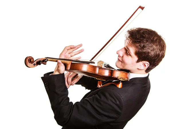 Muž houslista hraje housle. — Stock fotografie