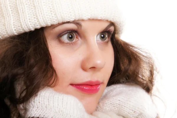 Woman in warm clothing winter fashion — Stock Photo, Image